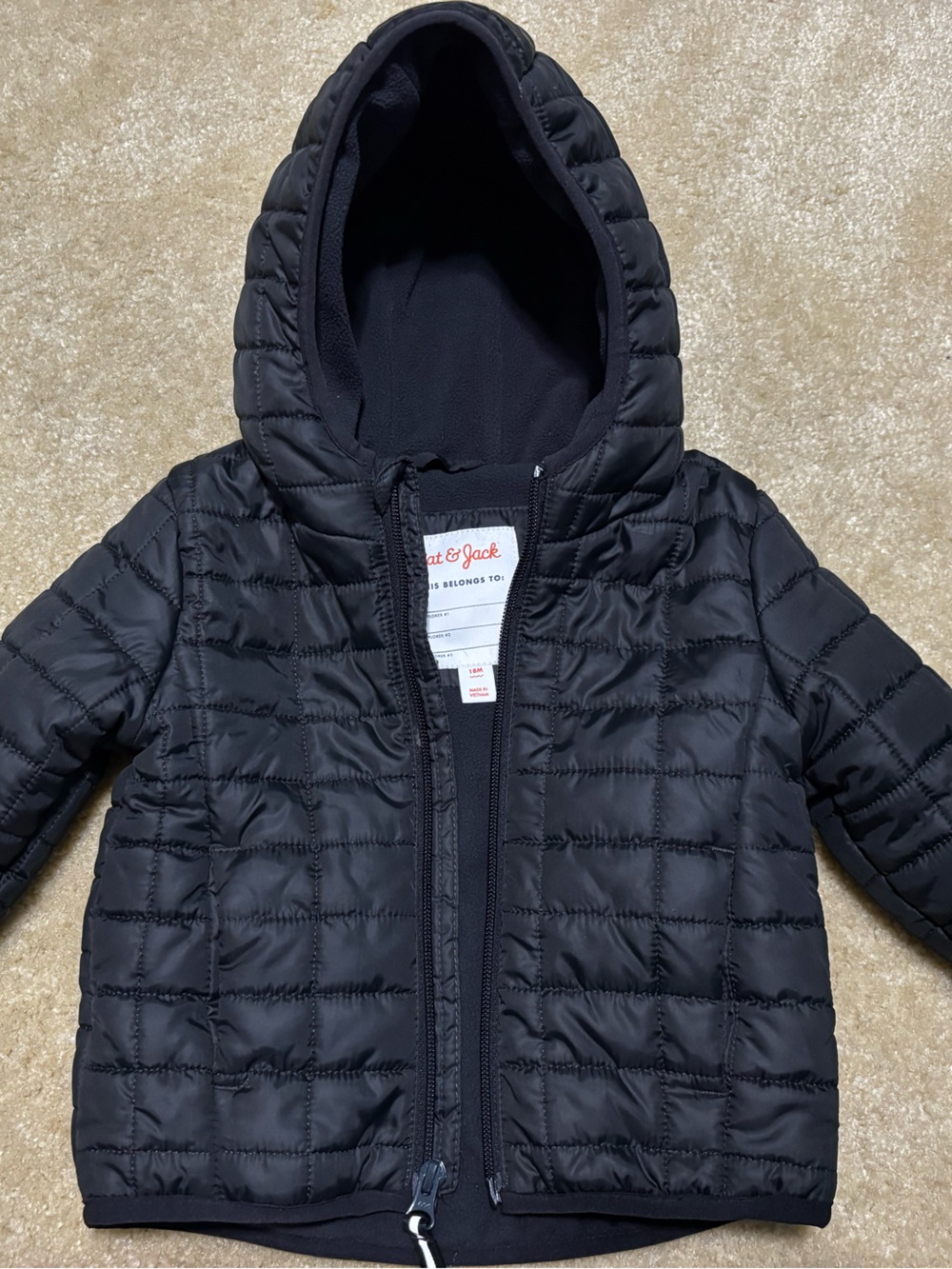 Cat & Jack Black Hooded Puffer Jacket for Kids